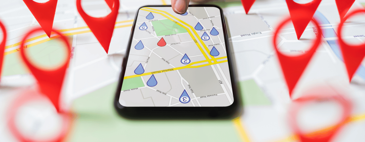 Route planning map with multiple delivery location pins, multi-drop route optimisation for same-day delivery efficiency