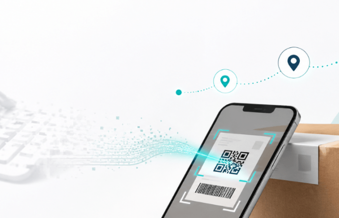Delm8 route planner scanning a parcel label to speed up address lookup and reduce manual entry for delivery drivers.
